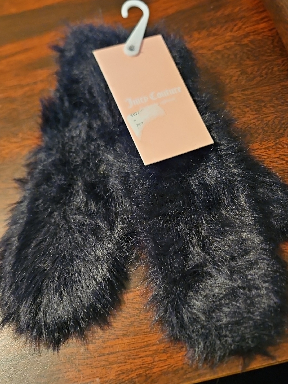 Juicy Couture Black Faux Fur Mittens